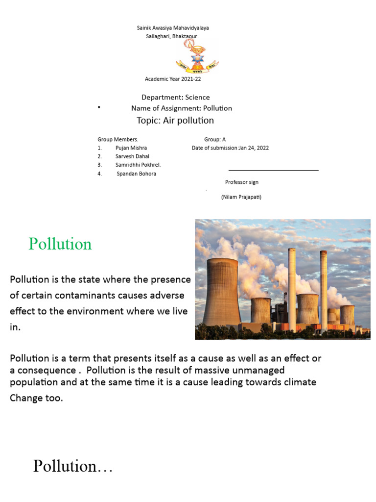 Air Pollution: Causes, Effects, and Control | PDF | Atmosphere Of Earth ...