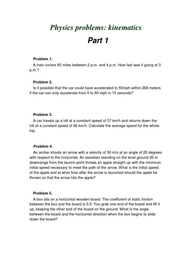 Physics Problems | PDF | Acceleration | Speed