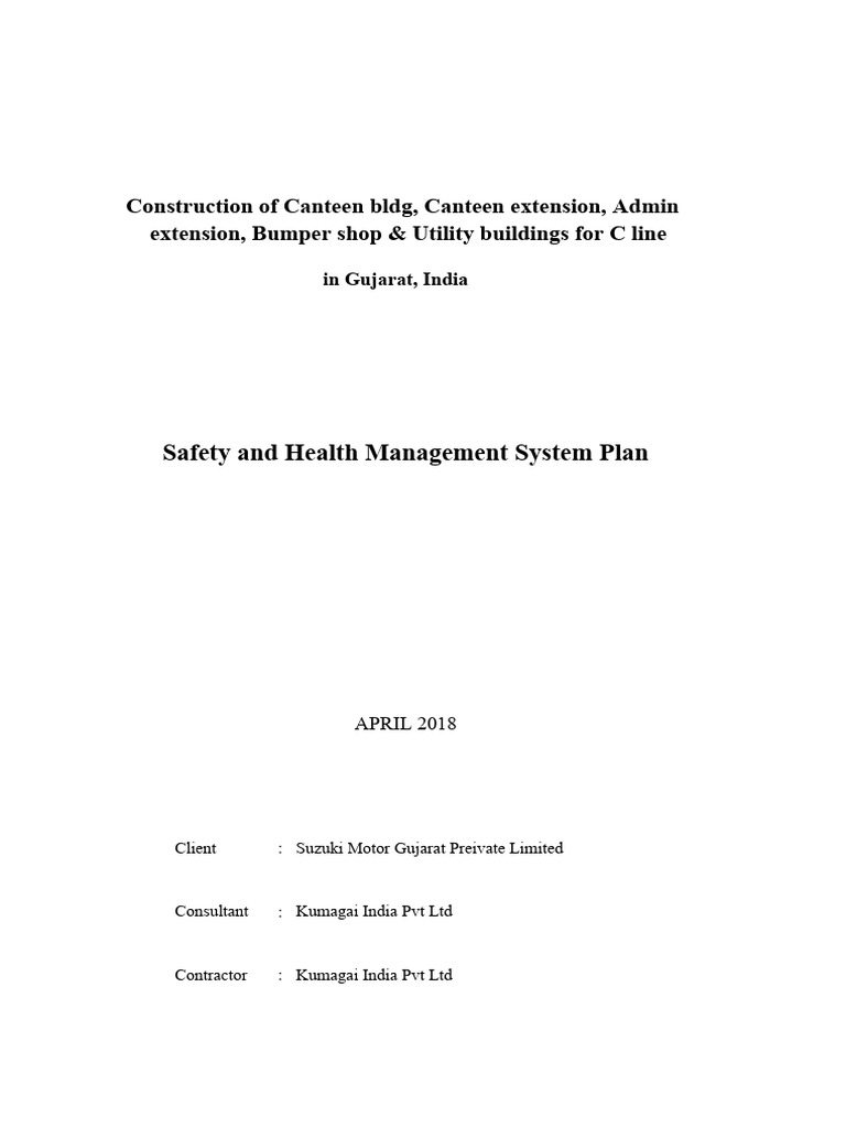 Safety and health management system plan and procedure for c line