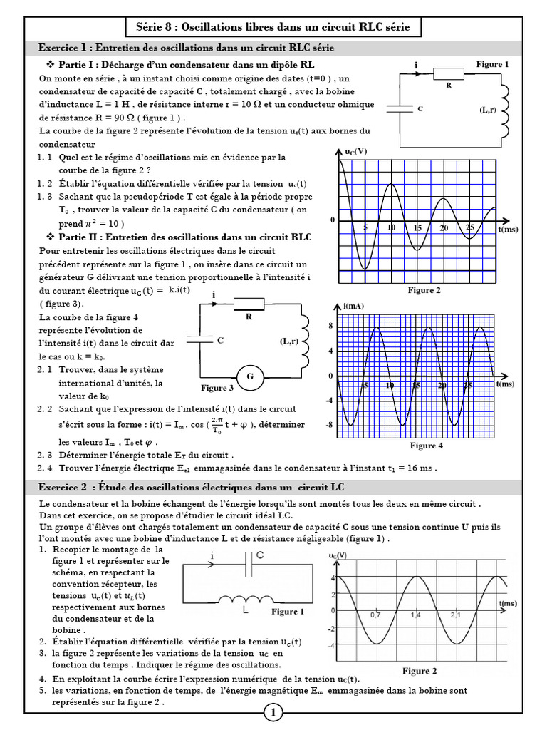 Oscillations dans circuits RLC et LC | PDF | Condensateur | Résistance ...