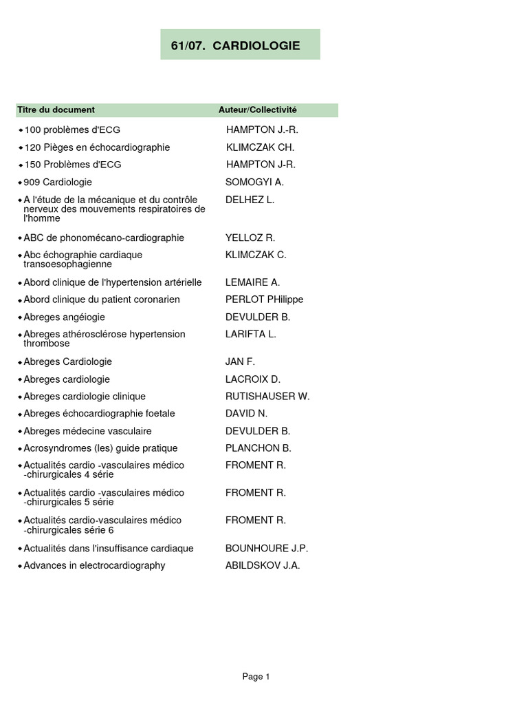 Atlas de cardiologie en PDF | PDF | Cardiologie | Infarctus du myocarde