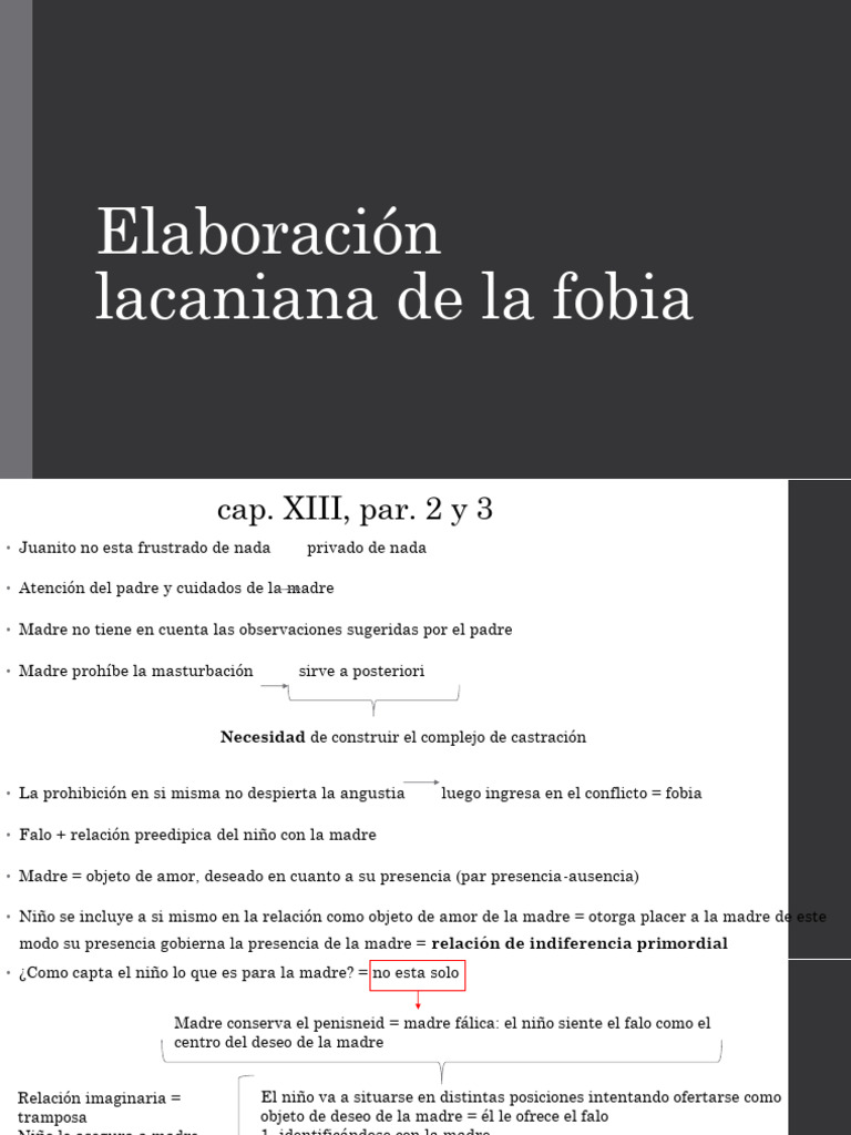 Elaboración Lacaniana de La Fobia | PDF | Jacques Lacan | Complejo de Edipo
