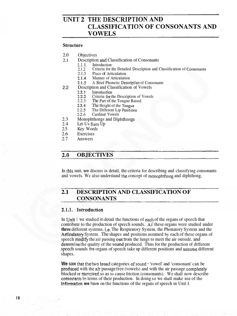 Classification of Consonants and Vowels | PDF | Vowel | Consonant