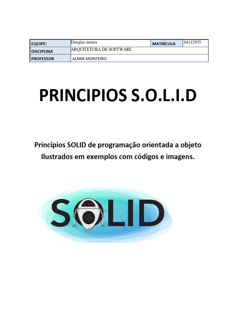 Princípios SOLID em Programação Orientada a Objetos | PDF | Classe ...