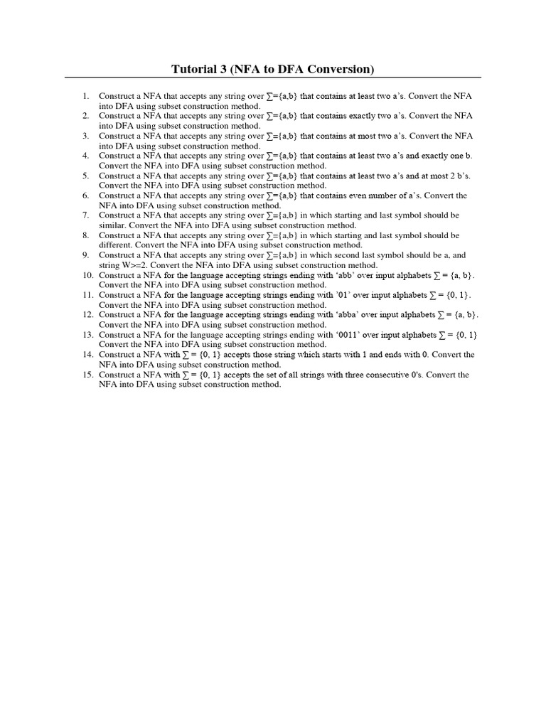 Tutorial3 nfa to dfa conversion pdf theory of computation