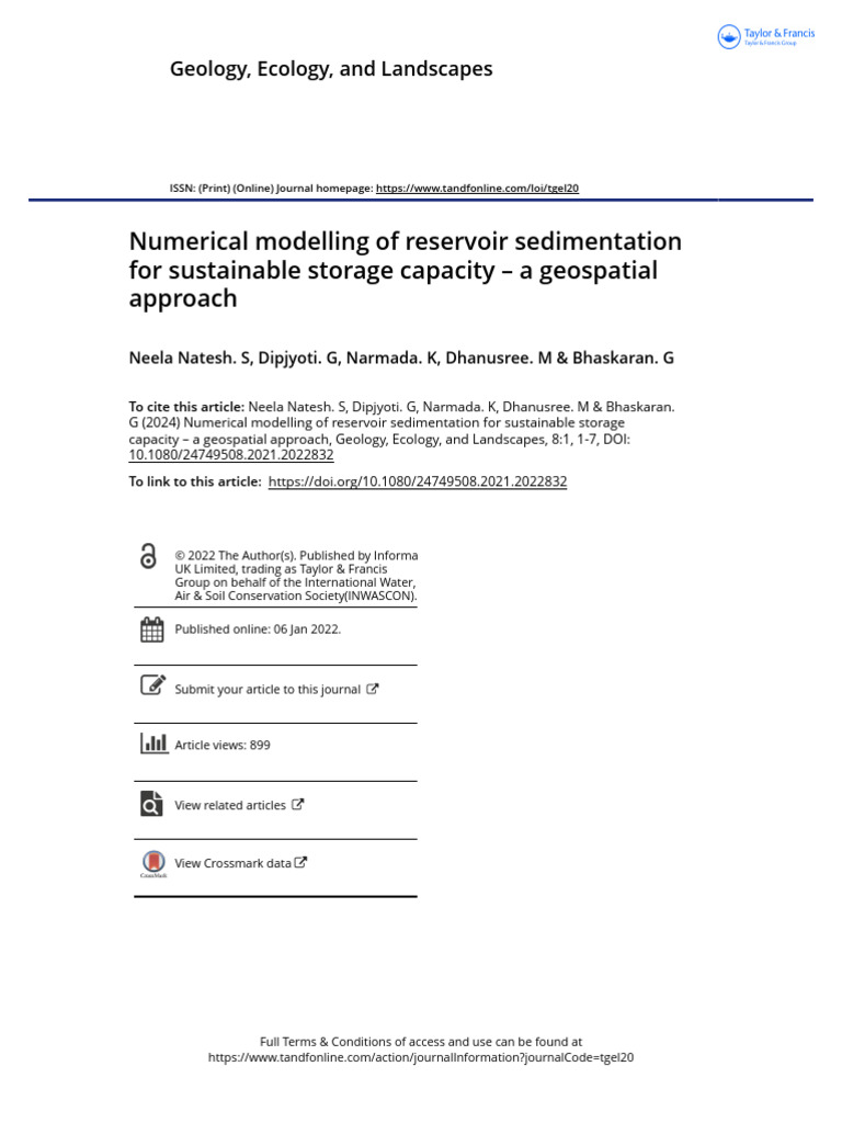 Reservoir Sedimentation Modeling Study | PDF | Erosion | Sediment