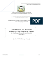 Contribution of Tax Reform On Reduction of Tax Evasion in Rwanda