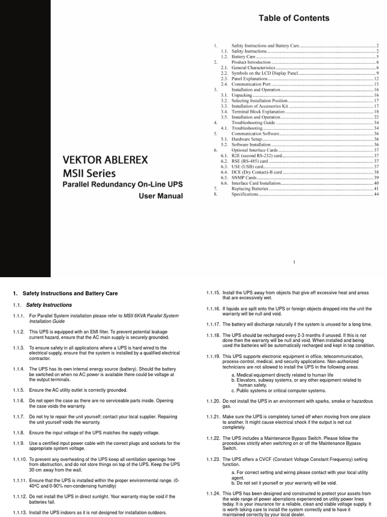 Ablerex Vektor 6KVA UPS Manual | PDF | Rectifier | Power Inverter