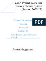 IT (402) Class X Project Work File On Inventory Control System (Session 2022-23)