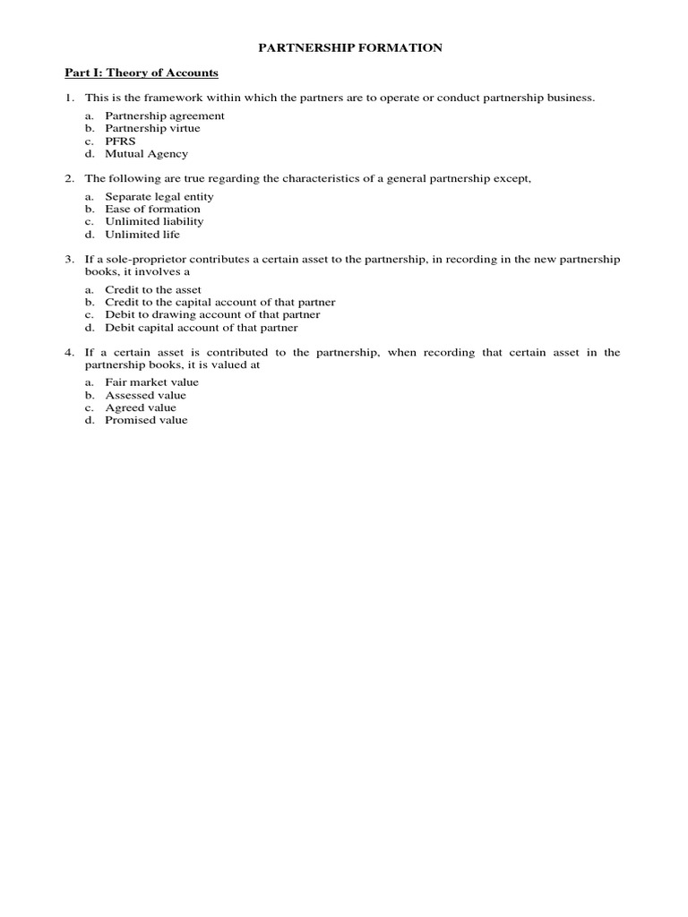 Partnership Formation | PDF | Book Value | Partnership