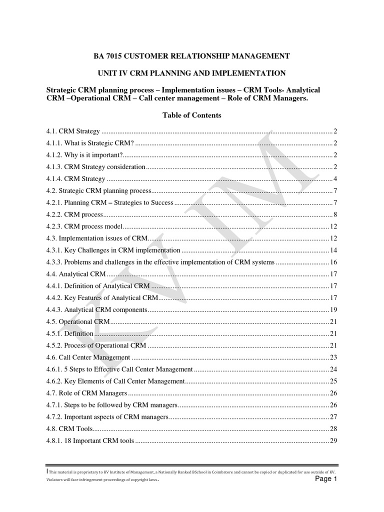 CRM Unit - 4 | PDF | Customer Relationship Management | Analytics