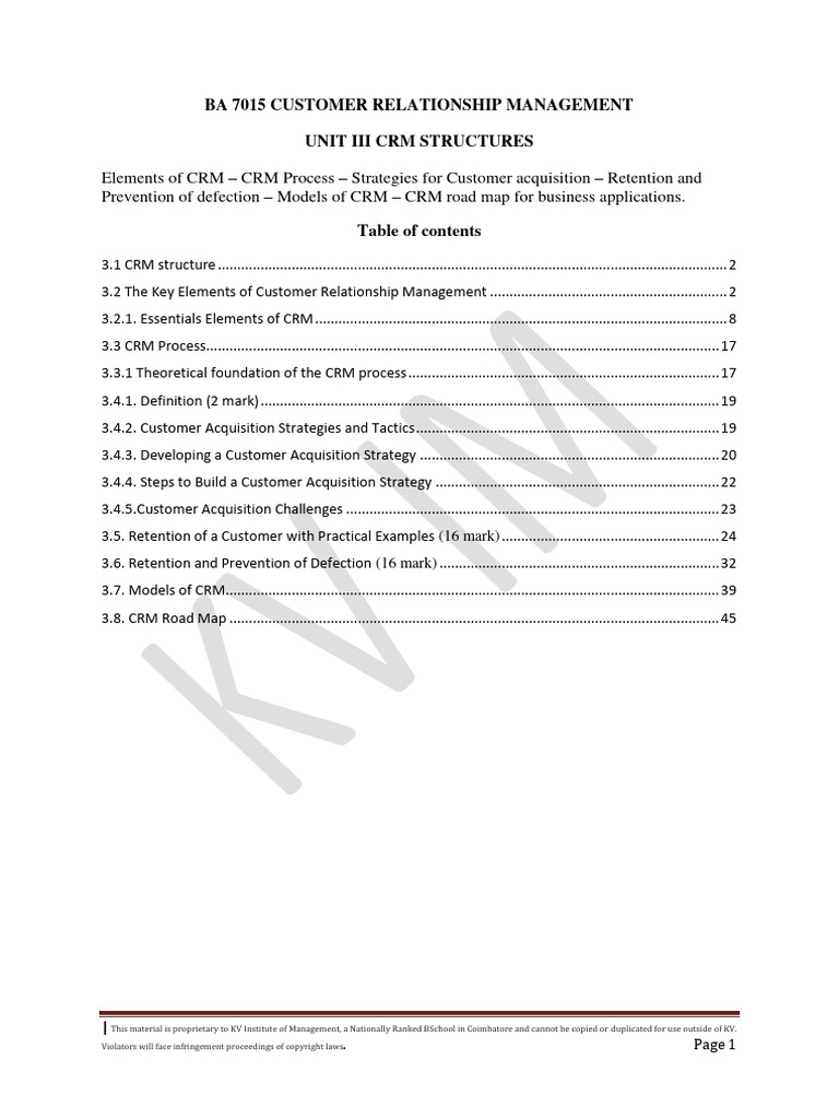 CRM Unit-3 | PDF | Customer Relationship Management | Mergers And ...