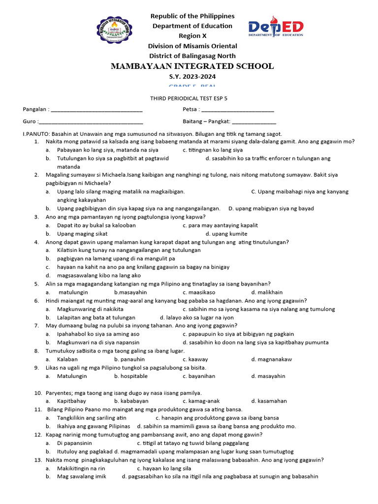 PT - Esp 5 - Q3 | PDF