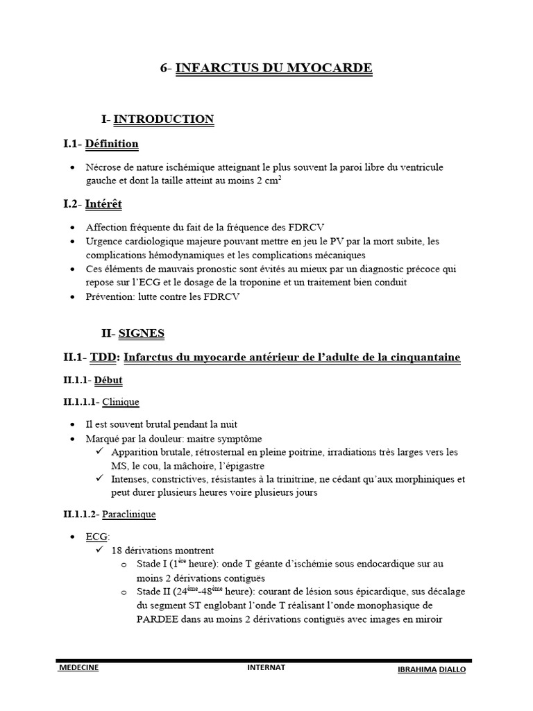 Infarctus du Myocarde et TDR Ventriculaire | PDF | Infarctus du ...