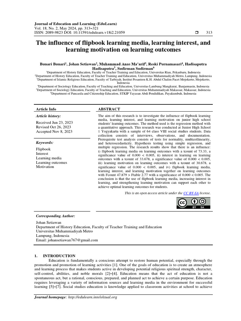 The Influence of Flipbook Learning Media, Learning Interest, and ...