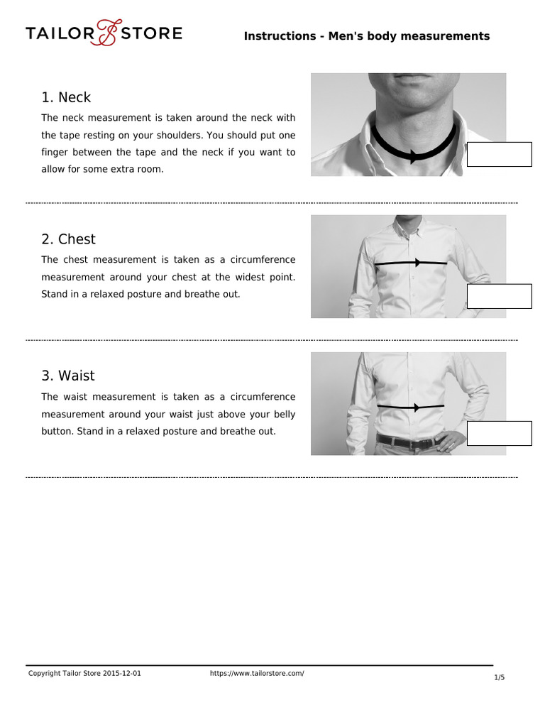 Mens Body Measurements | PDF | Waist | Seam (Sewing)