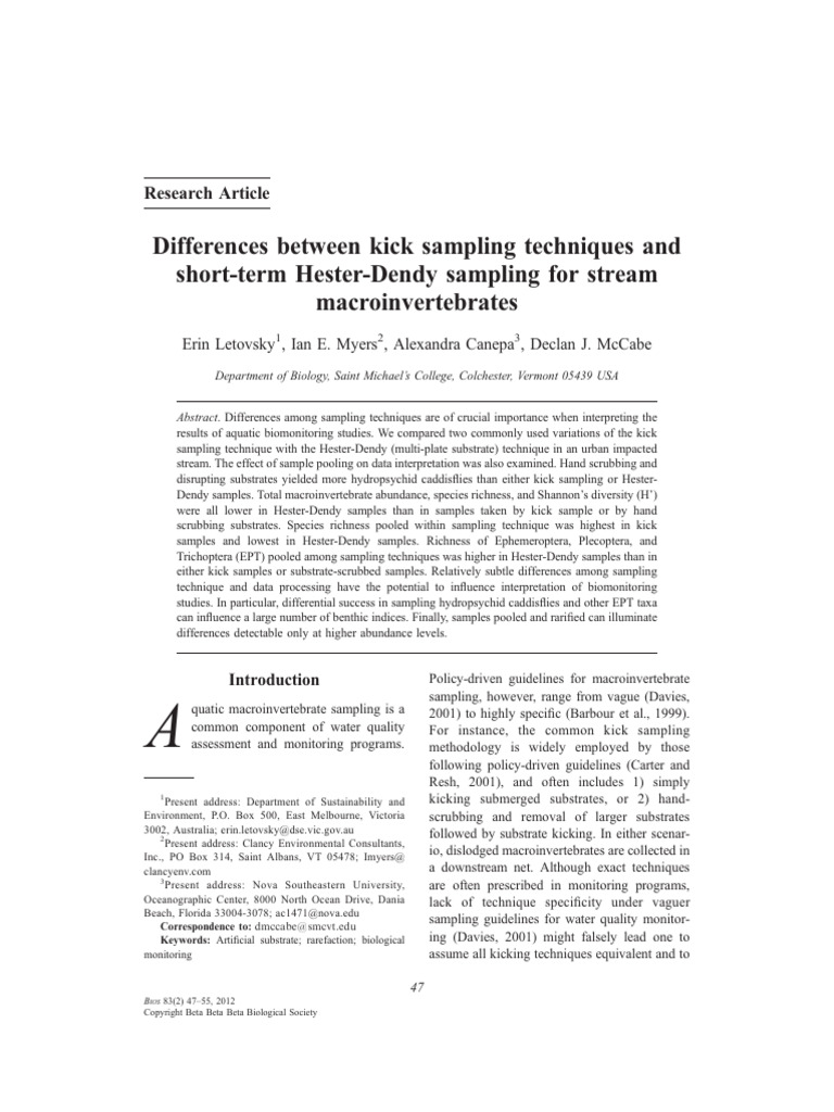 Kicks & Hester | PDF | Sampling (Statistics) | Water Quality
