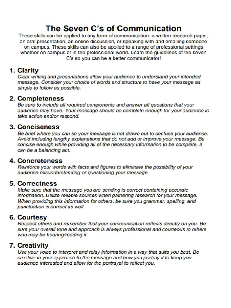 7 C of Communication | PDF