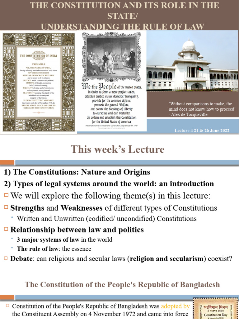 NSU POL 101 Lecture FOUR Powerpoint (ST Class) | PDF | Constitution ...