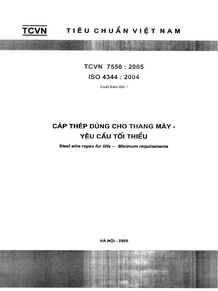 Tcvn 7550 2005 cap thep dung cho thang may yeu cau toi thieu pdf