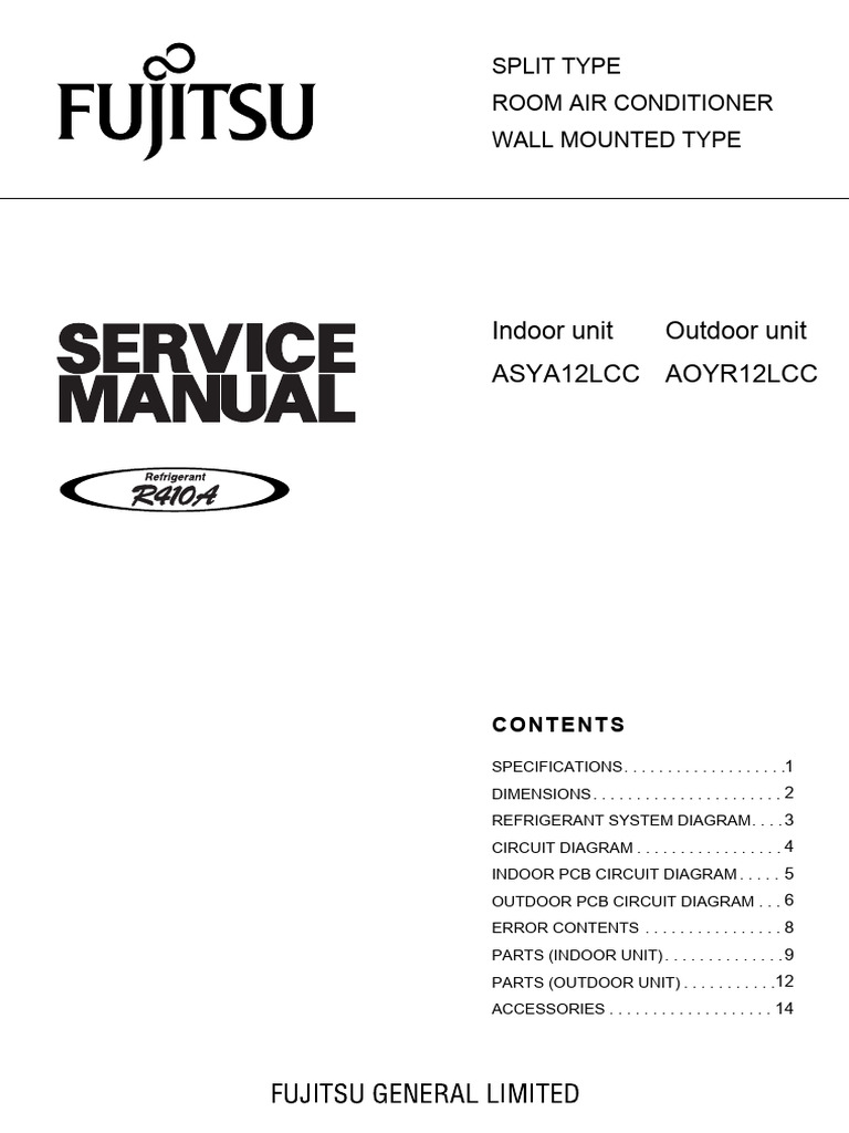ASYA12LCC Air Conditioner Manual | PDF | Air Conditioning ...