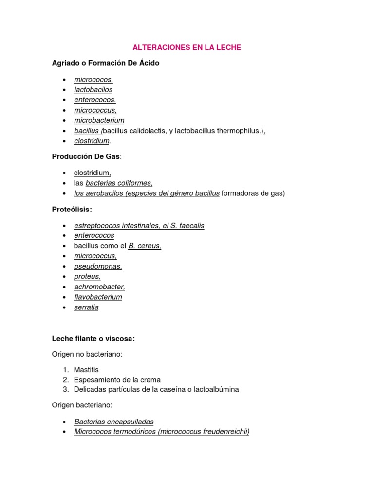 Alteraciones en La Leche | PDF