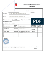 Surveyor's Attendance Sheet/ Time Sheet: BV File No