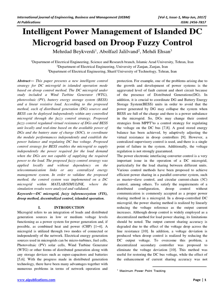 Intelligent Power Management of Islanded | PDF | Direct Current ...