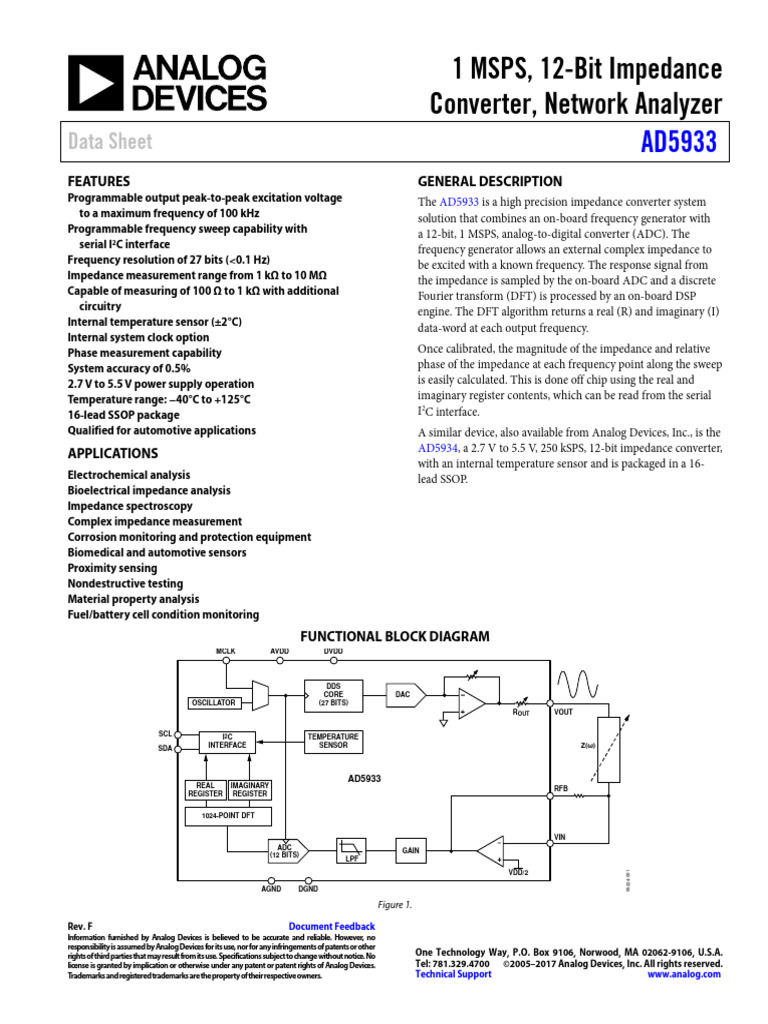 AD5933 I2C/SPI Impedance Converter Guide | PDF | Electrical Impedance ...