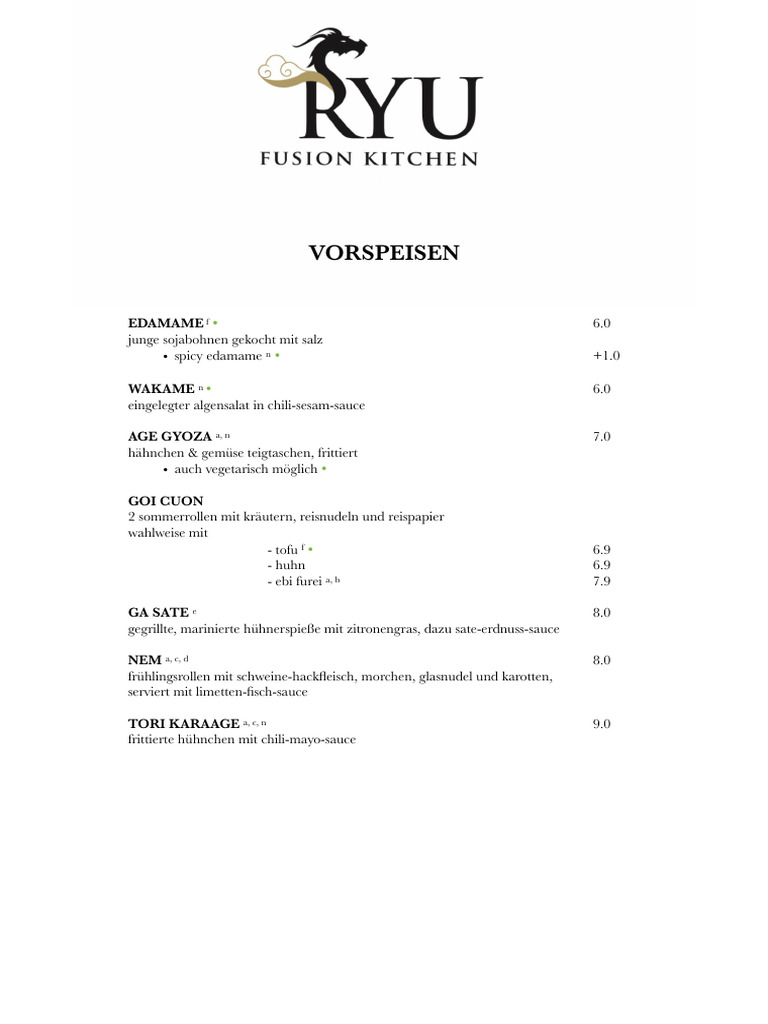 Ryu Menu 2024 | PDF