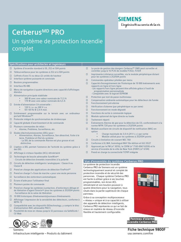 Système de protection incendie Cerberus PRO | PDF | Fibre optique ...