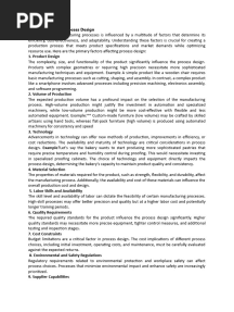 Factors Affecting Process Design