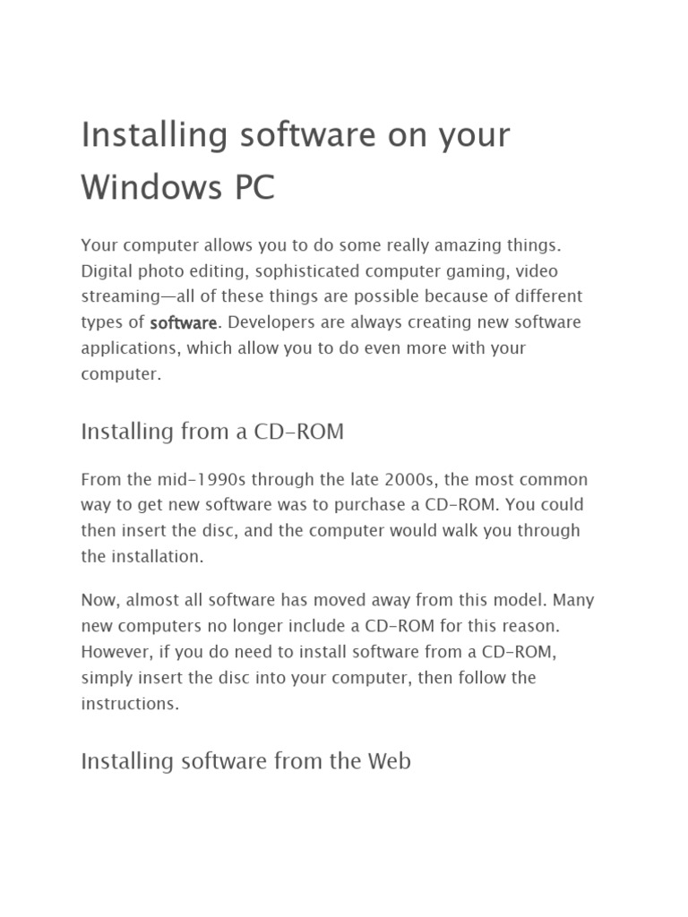 Installing Software on Windows PCs | PDF | Career & Growth | Computers