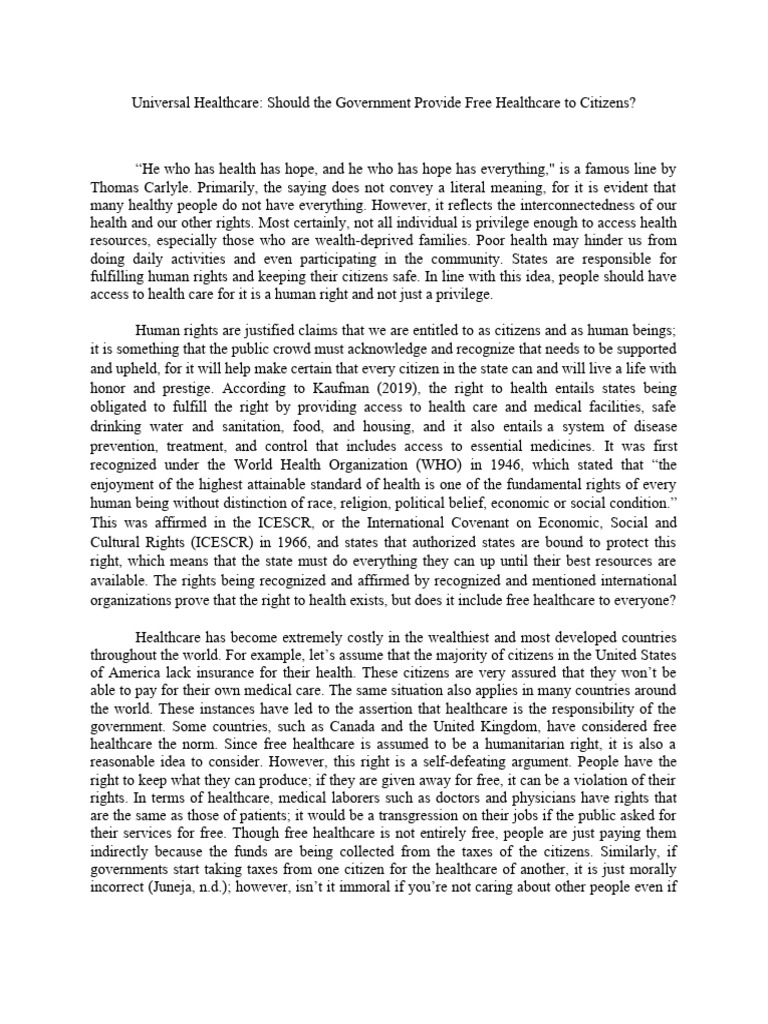Argumentative universal healthcare pdf health care universal