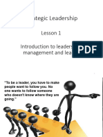 Strategic Leadership: Lesson 1 Introduction To Leadership, Management and Leader