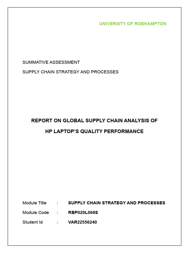 HP Laptop Supply Chain Quality Analysis | PDF | Supply Chain | Quality ...