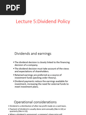 Dividend Policy, chapter 17