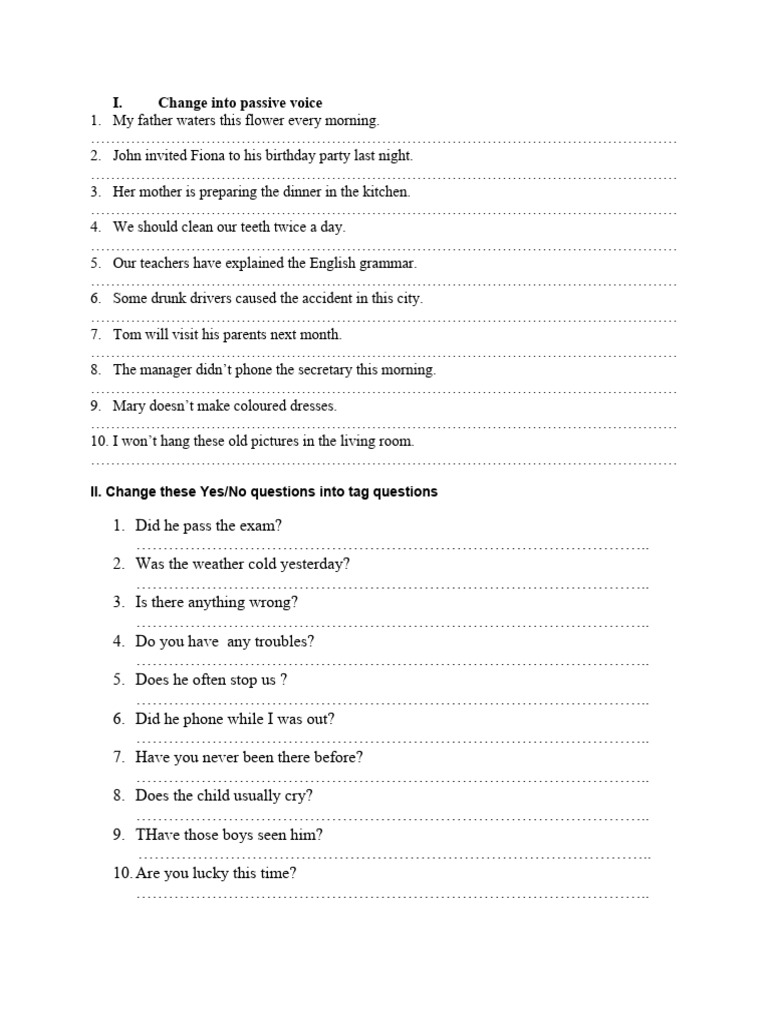 I change into passive voice ii change these yes no questions into