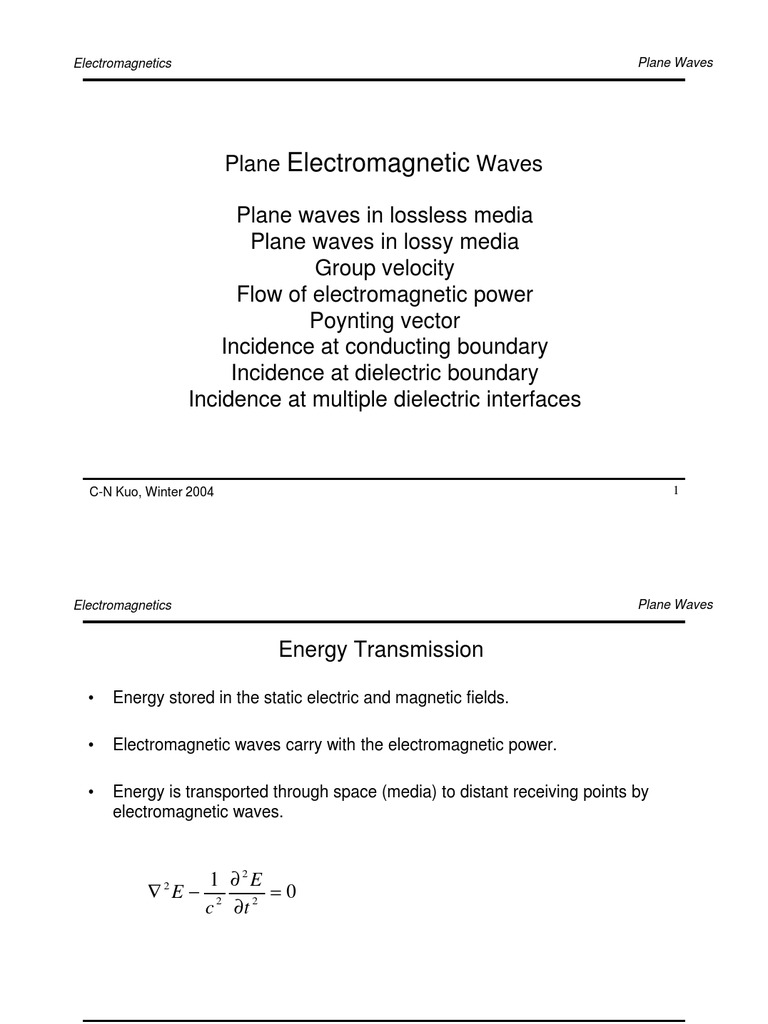 Plane Electromagnetic Waves | PDF | Waves | Polarization (Waves)