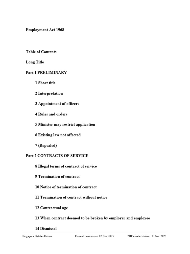 Singapore Employment Act 1968 Overview | PDF | Employment | Salary