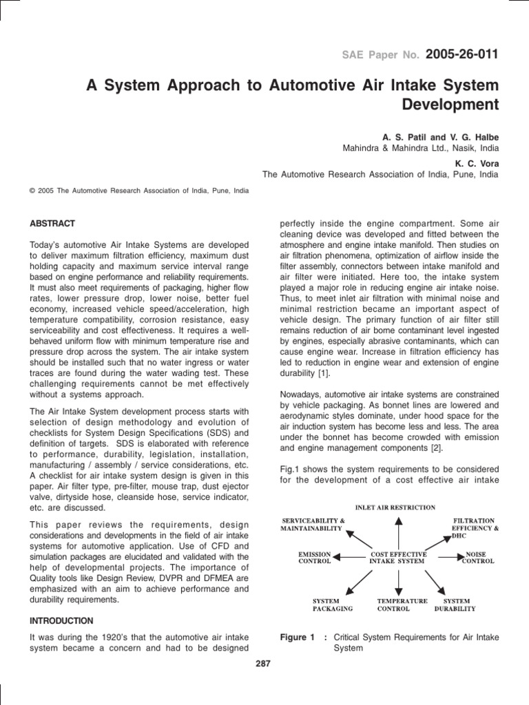Automotive Air Intake System Design | PDF | Computational Fluid ...