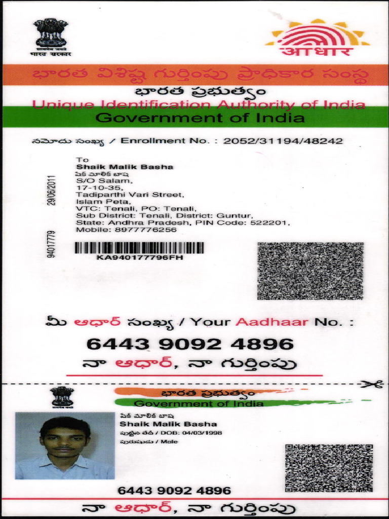 Aadhaar Identity Proof Information | PDF