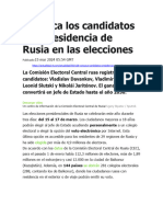 RT - Conozca Los Candidatos A La Presidencia de Rusia en Las Elecciones