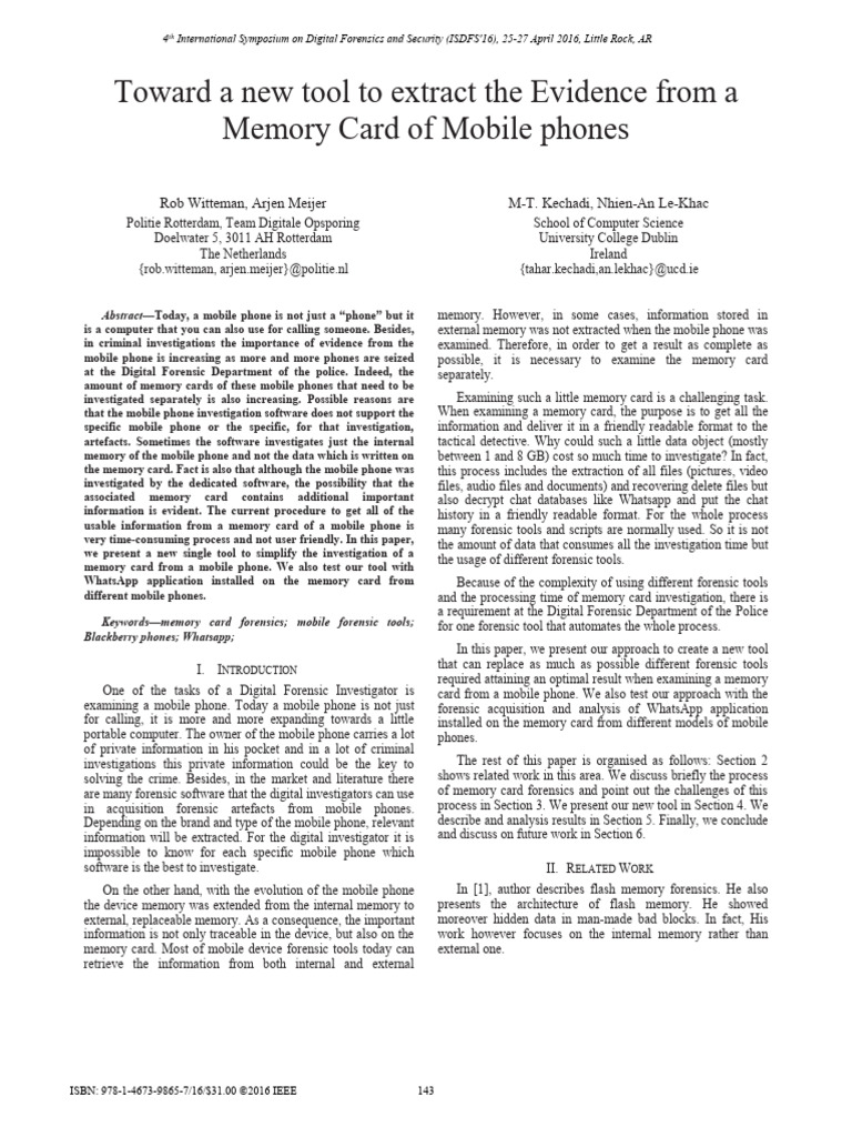 Towards A New Tool To Extract Evidence From Memory Card | PDF