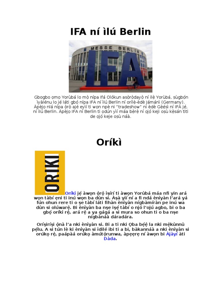 Ifa Ni Ilu Berlin
