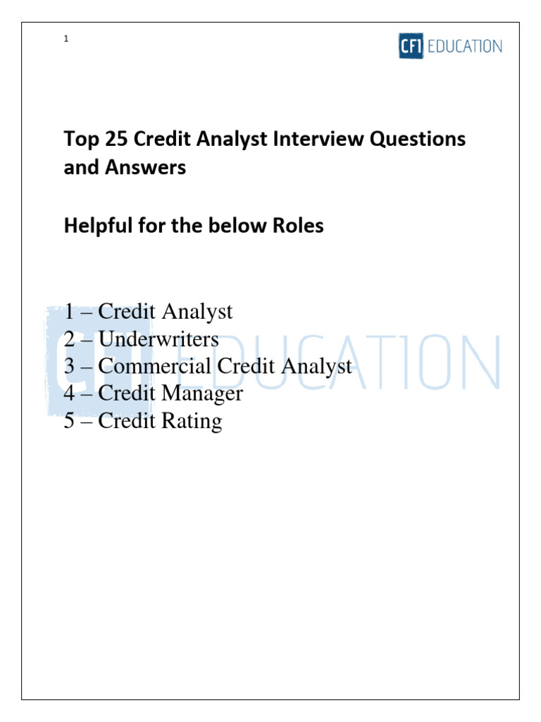 Credit Analyst Interview Q&A Guide | PDF | Loans | Credit