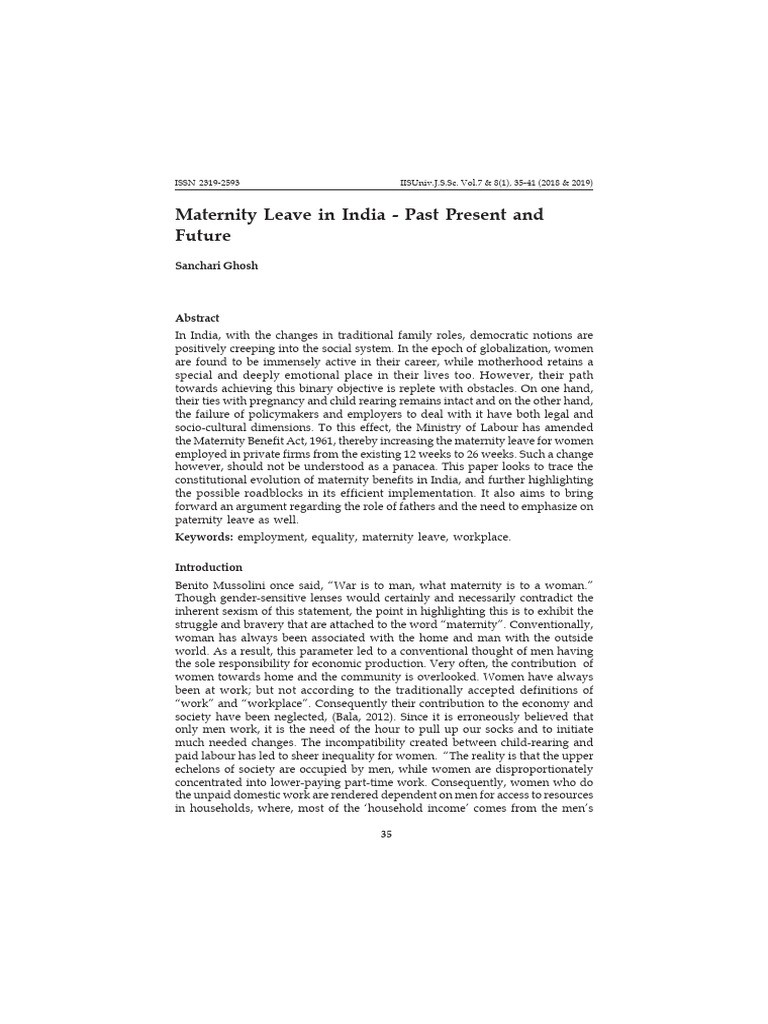Maternity leave in india | PDF | Parental Leave | International Labour ...