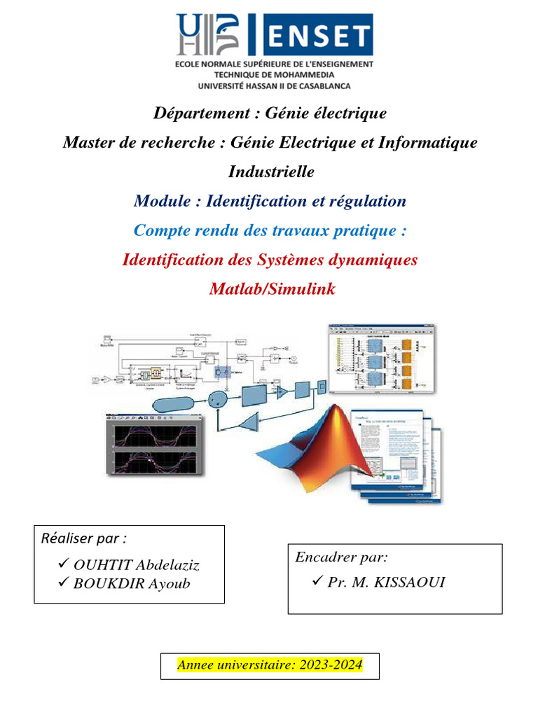 Identification et régulation sous MATLAB PDF MATLAB Application — free download