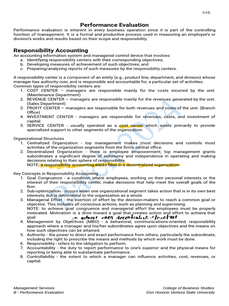 Performance Evaluation in Accounting | PDF | Performance Appraisal | Goal