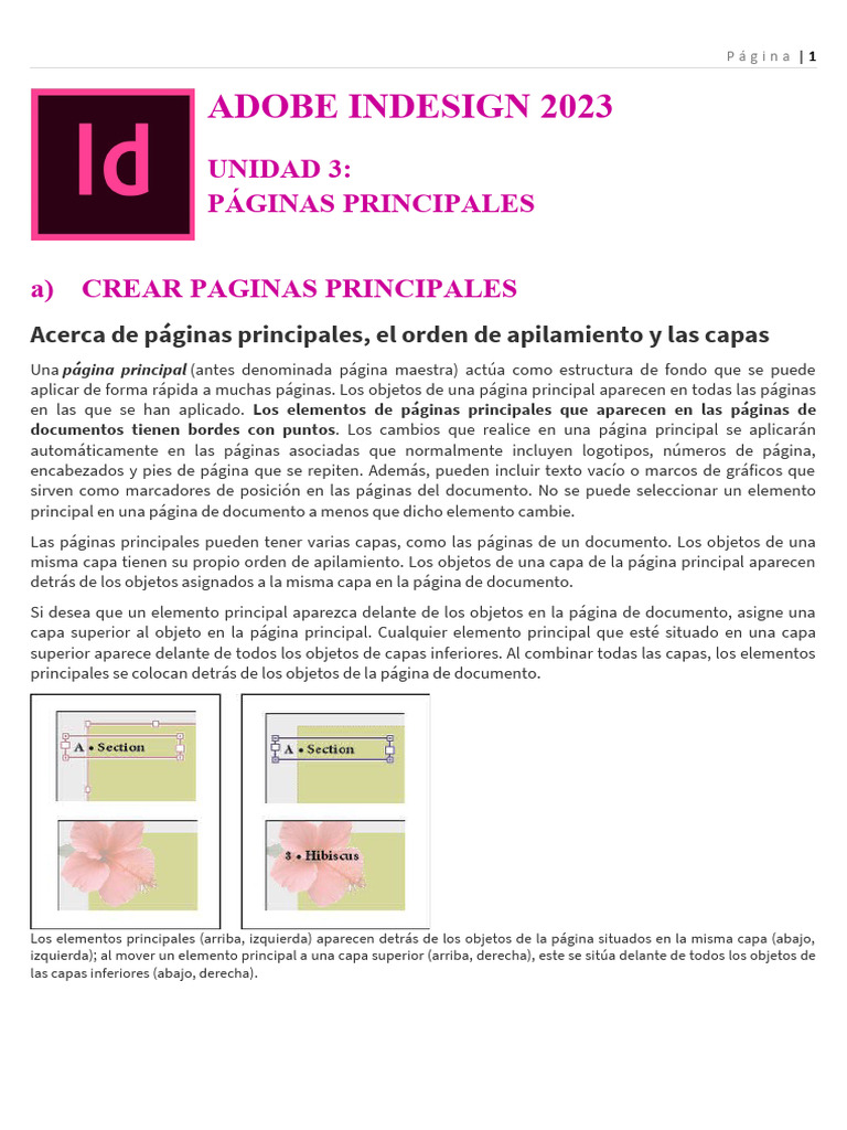 Crear y gestionar páginas principales en InDesign | PDF | Ventana ...